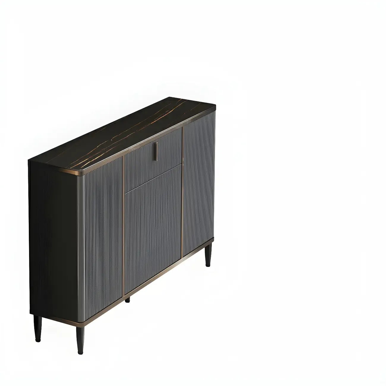 Large Entryway Shoe Cabinet Gray Textured Door Metal Legs