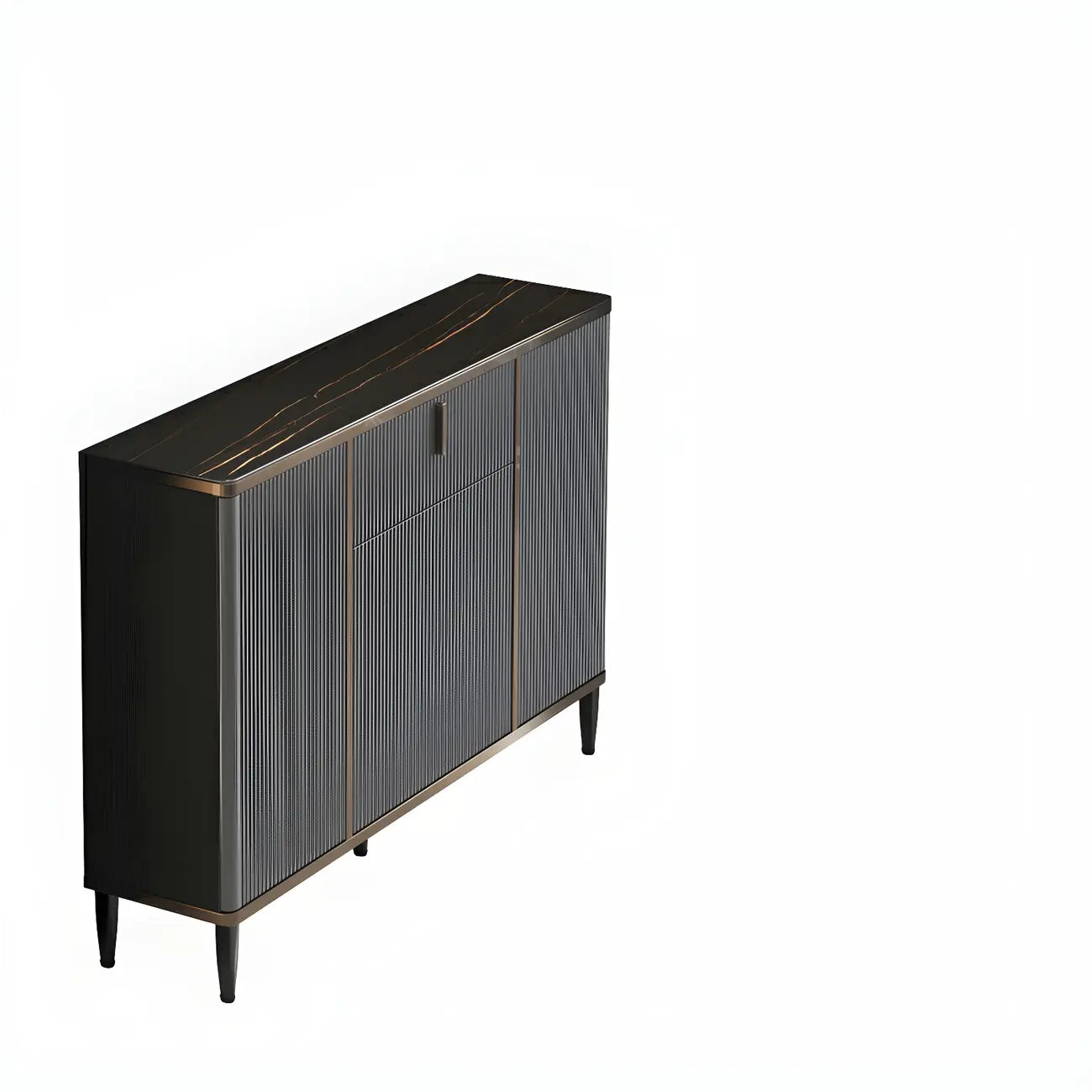 Large Entryway Shoe Cabinet Gray Textured Door Metal Legs