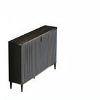 Large Entryway Shoe Cabinet Gray Textured Door Metal Legs