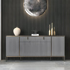 Large Entryway Shoe Cabinet Gray Textured Door Metal Legs