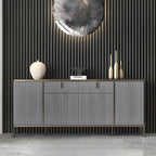 Large Entryway Shoe Cabinet Gray Textured Door Metal Legs