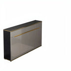 Large Entryway Shoe Cabinet Gray Textured Door Metal Legs