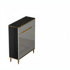 Large Entryway Shoe Cabinet Gray Textured Door Metal Legs