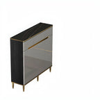 Large Entryway Shoe Cabinet Gray Textured Door Metal Legs