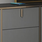 Large Entryway Shoe Cabinet Gray Textured Door Metal Legs