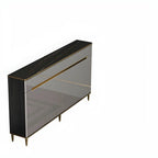 Large Entryway Shoe Cabinet Gray Textured Door Metal Legs
