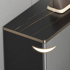 Large Entryway Shoe Cabinet Gray Textured Door Metal Legs