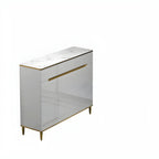 Large Entryway Shoe Cabinet Gray Textured Door Metal Legs