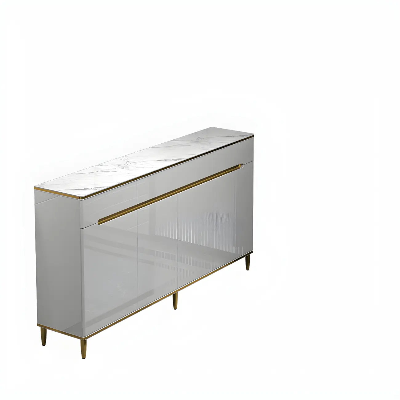 Large Entryway Shoe Cabinet Gray Textured Door Metal Legs