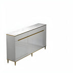 Large Entryway Shoe Cabinet Gray Textured Door Metal Legs