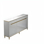 Large Entryway Shoe Cabinet Gray Textured Door Metal Legs