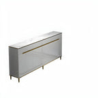 Large Entryway Shoe Cabinet Gray Textured Door Metal Legs