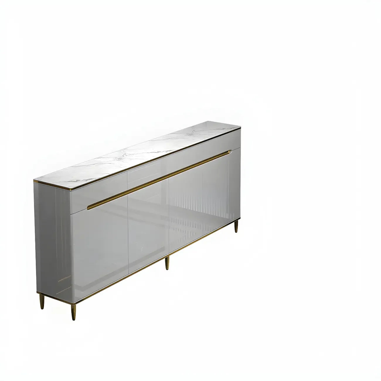 Large Entryway Shoe Cabinet Gray Textured Door Metal Legs