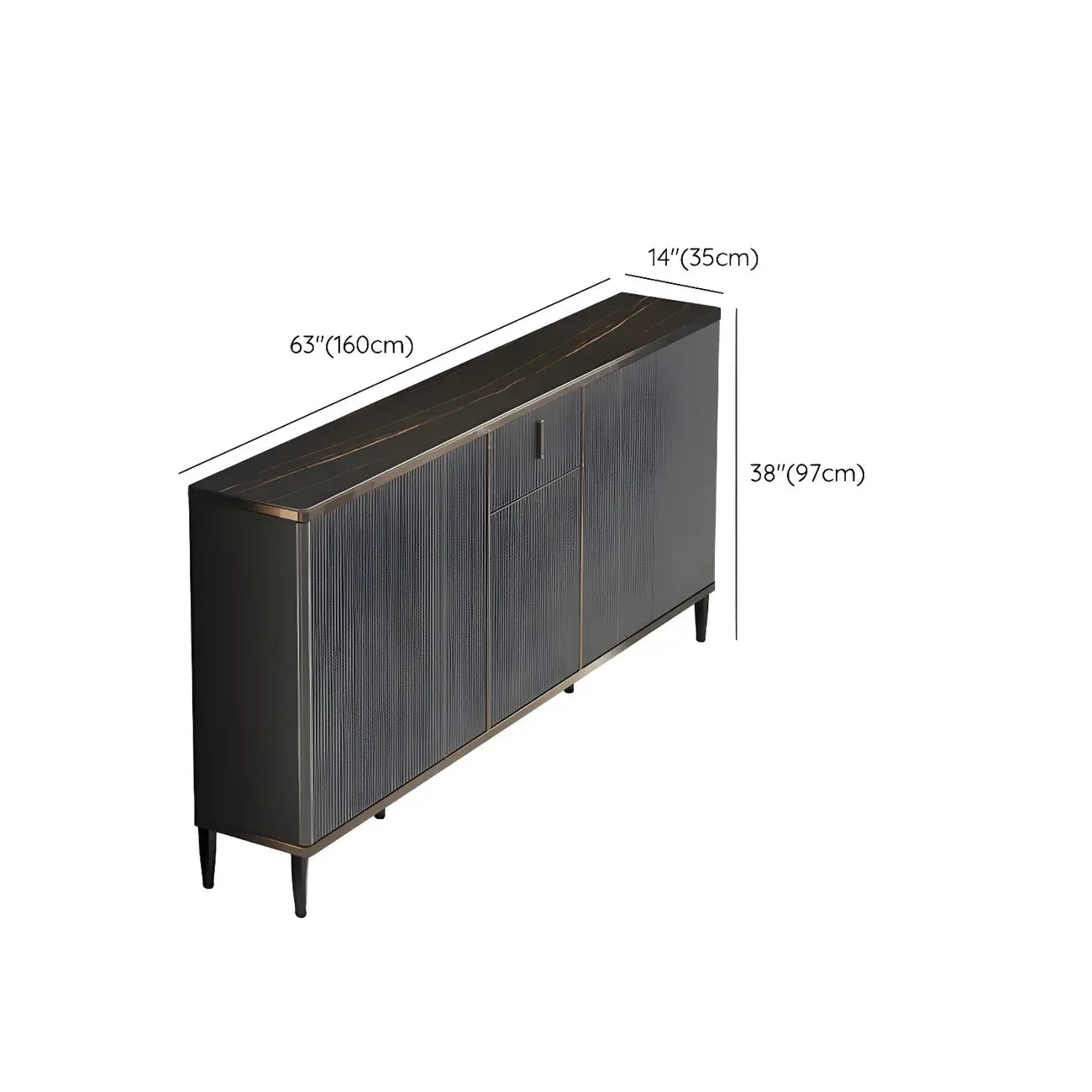 Large Entryway Shoe Cabinet Gray Textured Door Metal Legs