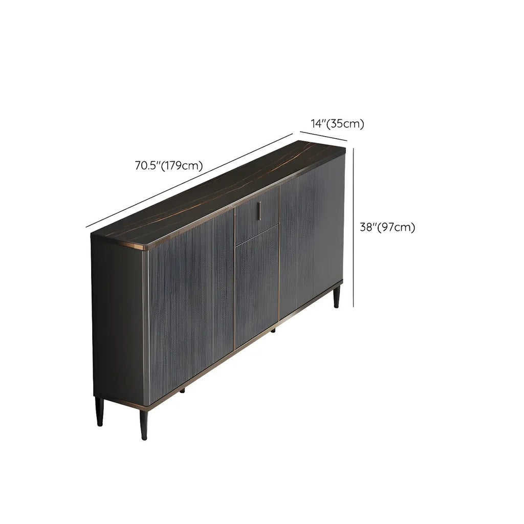 Large Entryway Shoe Cabinet Gray Textured Door Metal Legs