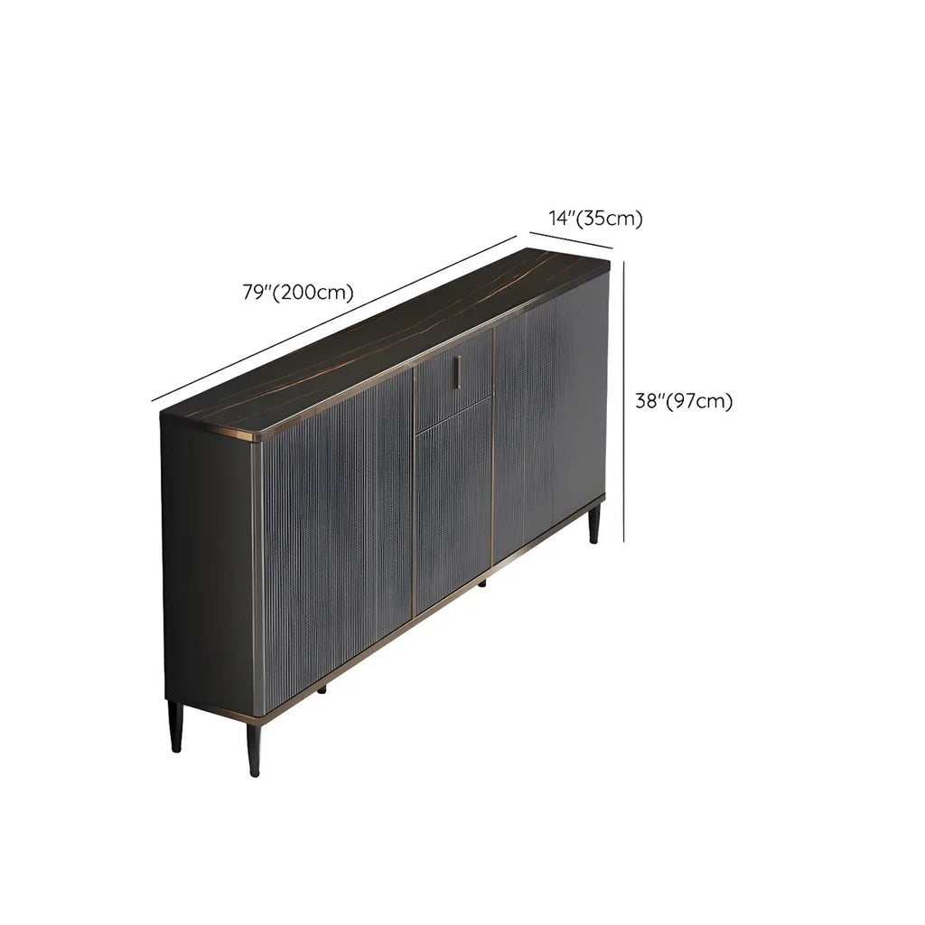 Large Entryway Shoe Cabinet Gray Textured Door Metal Legs