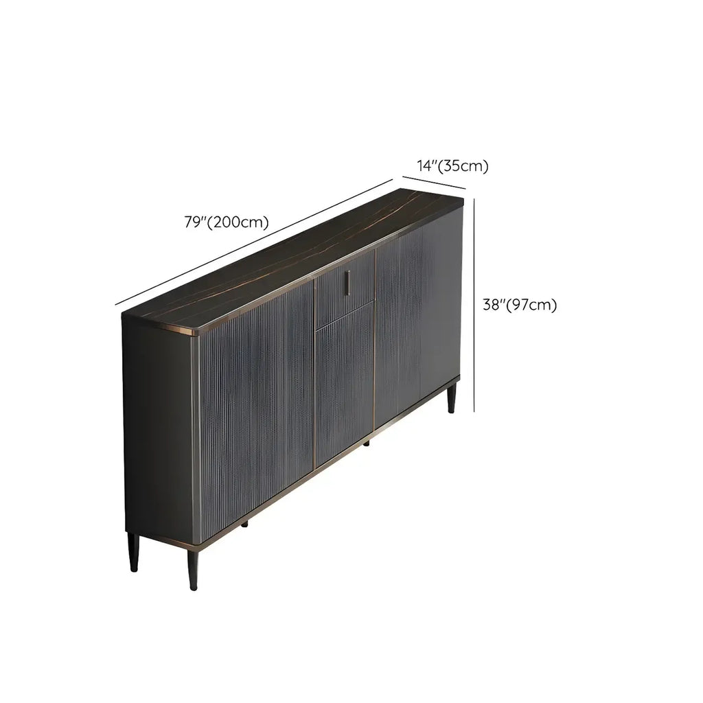 Large Entryway Shoe Cabinet Gray Textured Door Metal Legs
