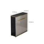 Large Entryway Shoe Cabinet Gray Textured Door Metal Legs