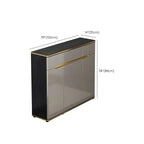 Large Entryway Shoe Cabinet Gray Textured Door Metal Legs