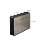 Large Entryway Shoe Cabinet Gray Textured Door Metal Legs