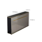 Large Entryway Shoe Cabinet Gray Textured Door Metal Legs