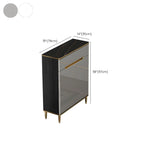 Large Entryway Shoe Cabinet Gray Textured Door Metal Legs