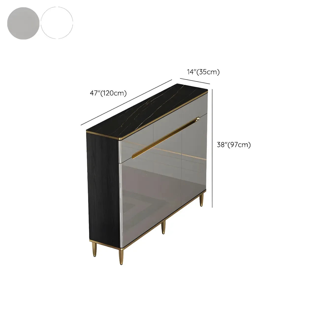 Large Entryway Shoe Cabinet Gray Textured Door Metal Legs