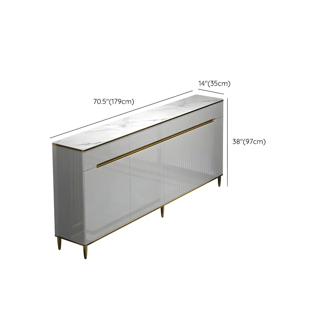 Large Entryway Shoe Cabinet Gray Textured Door Metal Legs
