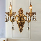 Vintage 2-Light Golden Crystal Candelabra Wall Sconce