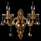 Vintage 2-Light Golden Crystal Candelabra Wall Sconce
