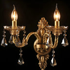 Vintage 2-Light Golden Crystal Candelabra Wall Sconce