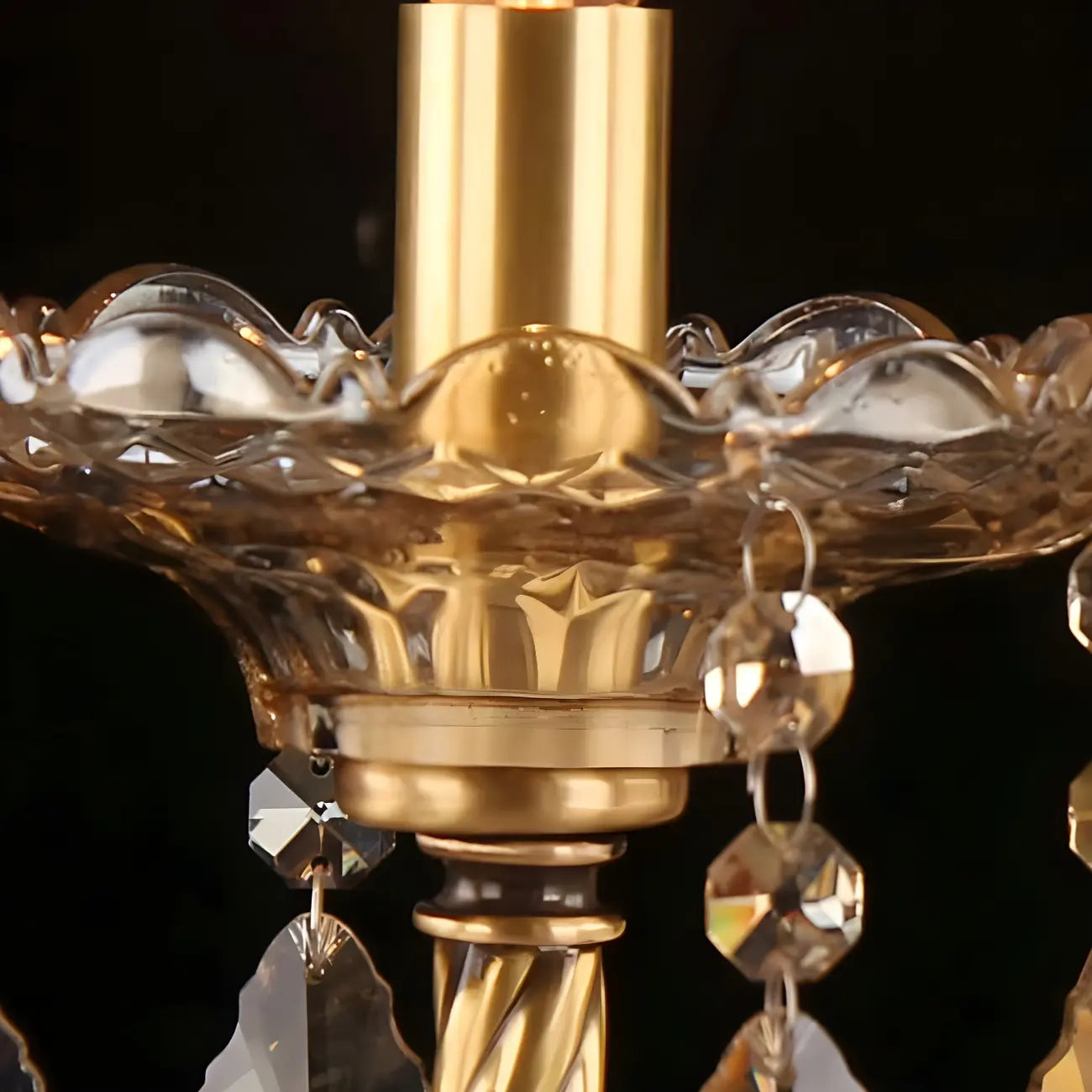 Vintage 2-Light Golden Crystal Candelabra Wall Sconce