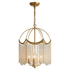Chic Gold Caged Crystal Tassel Chandelier