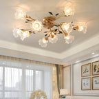 Luxury Flower Glass Semi Flush LED Ceiling Light for Indoor