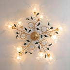 Luxury Flower Glass Semi Flush LED Ceiling Light for Indoor