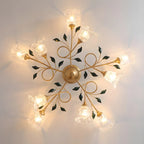 Luxury Flower Glass Semi Flush LED Ceiling Light for Indoor