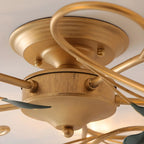 Luxury Flower Glass Semi Flush LED Ceiling Light for Indoor