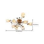 Luxury Flower Glass Semi Flush LED Ceiling Light for Indoor