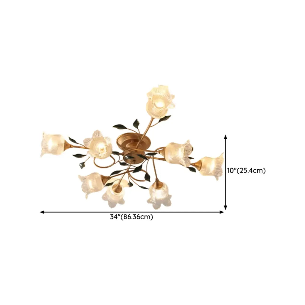 Luxury Flower Glass Semi Flush LED Ceiling Light for Indoor