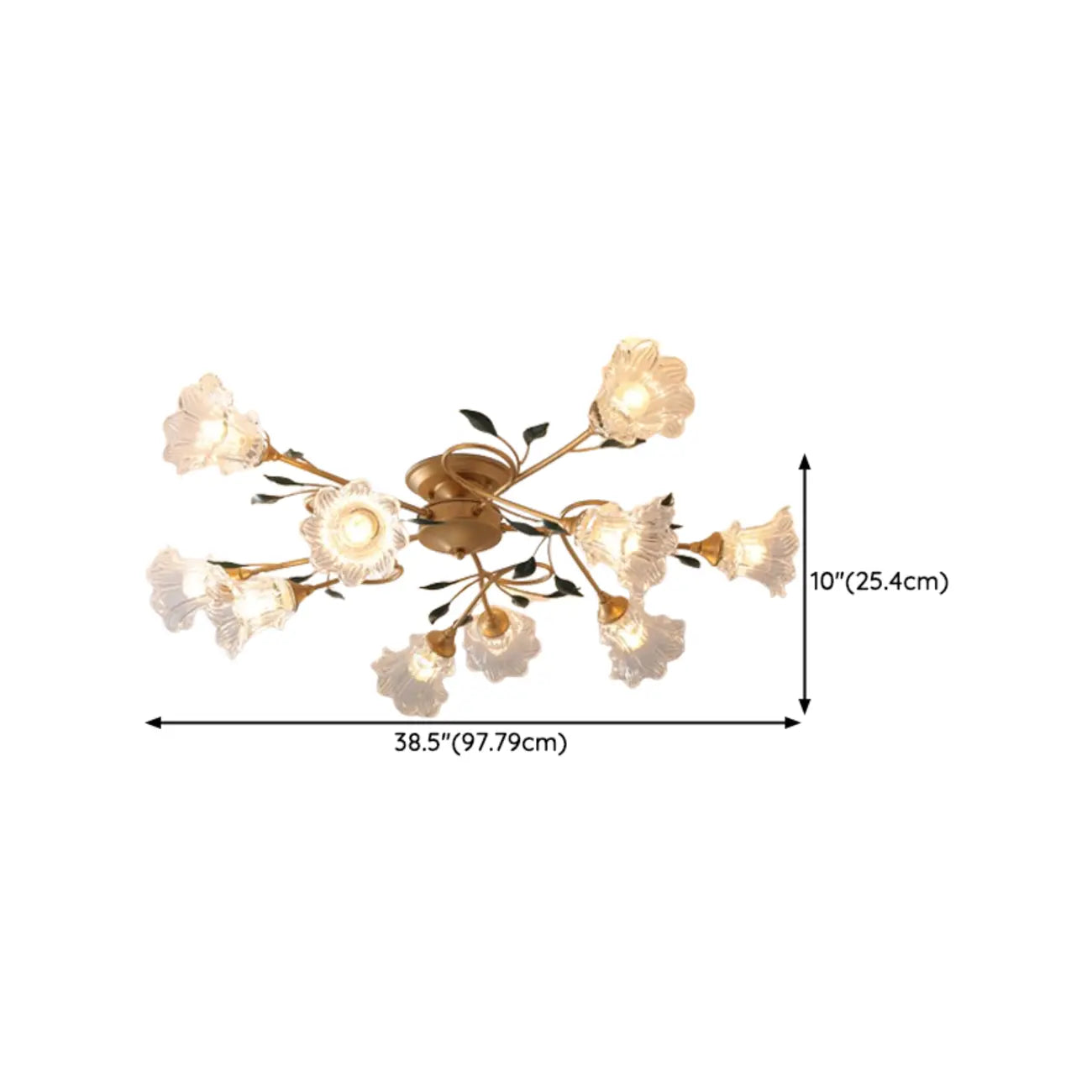 Luxury Flower Glass Semi Flush LED Ceiling Light for Indoor