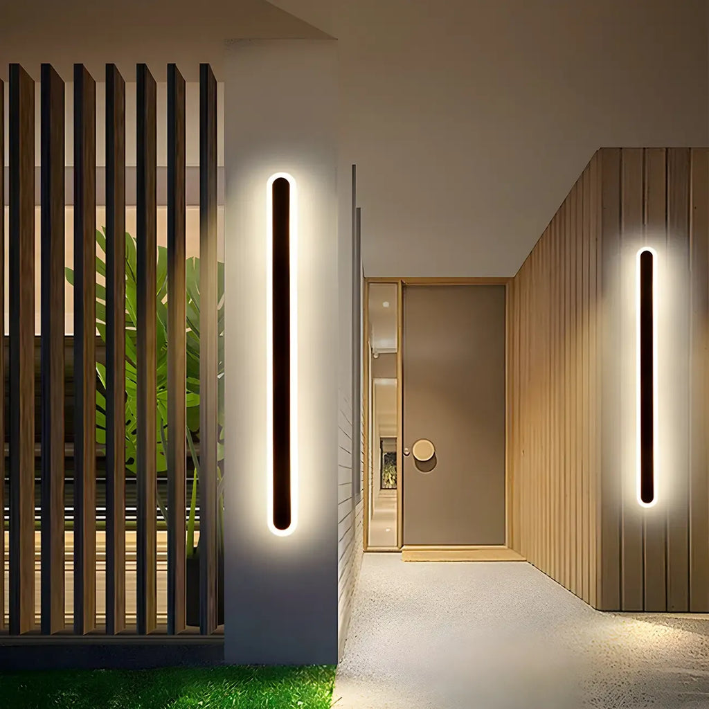 Modern Slim Oval Natural Light LED Outdoor Wall Light