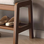 Entryway Solid Wood Cushioned Trapezoid Shoe Bench