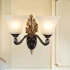 Vintage Metal Frosted White Glass Wall Sconce