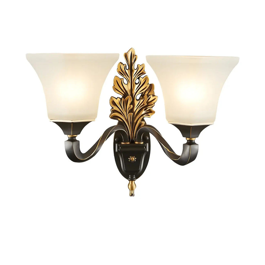 Vintage Metal Frosted White Glass Wall Sconce