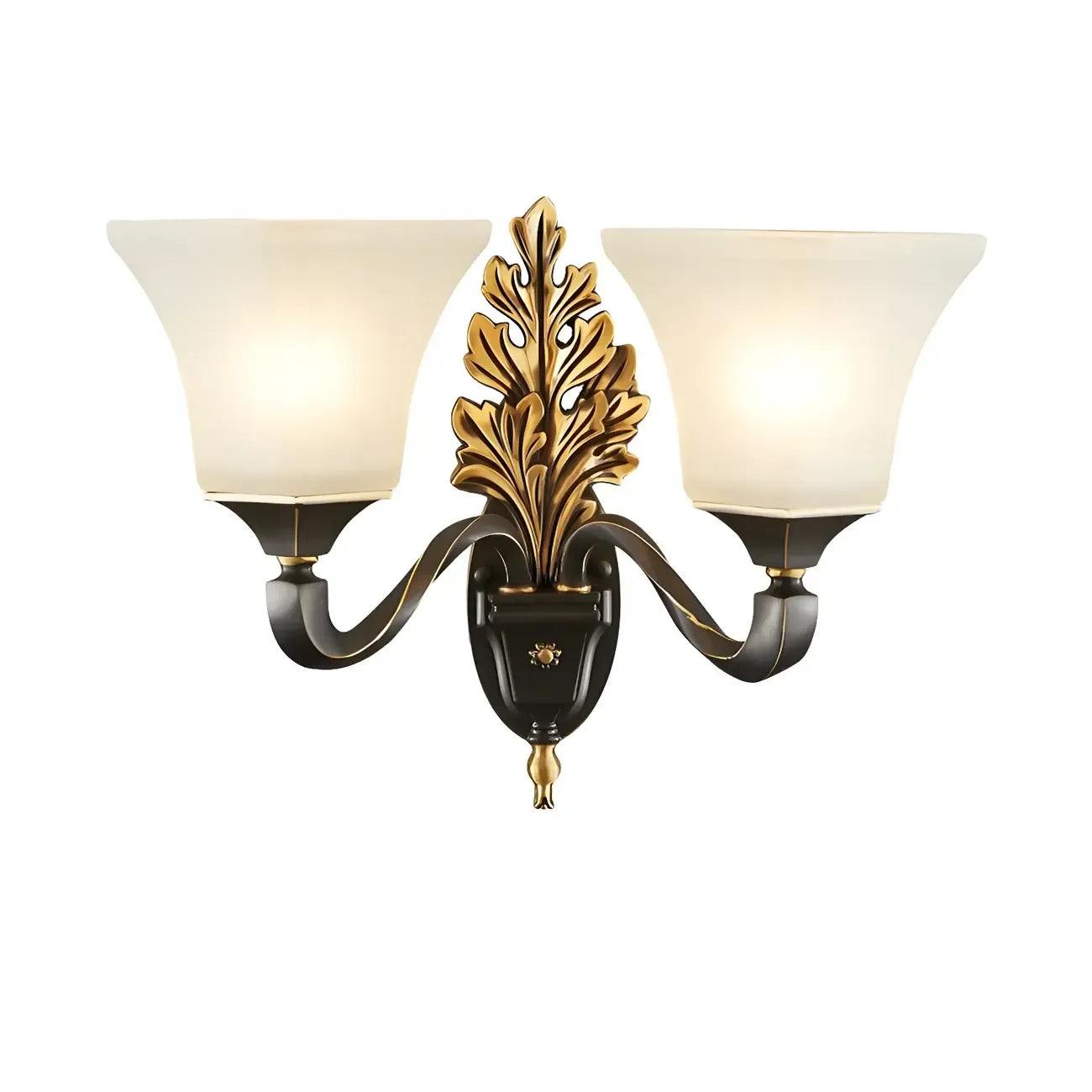 Vintage Metal Frosted White Glass Wall Sconce