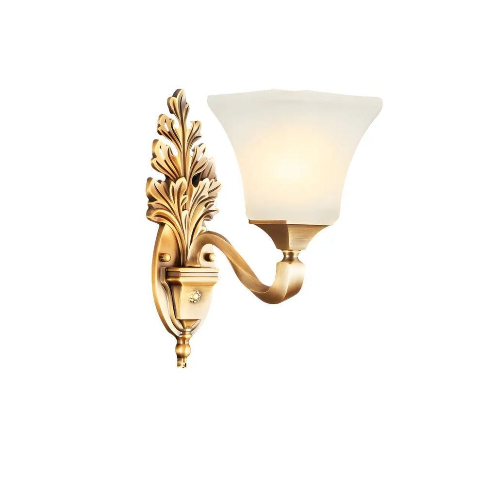 Vintage Metal Frosted White Glass Wall Sconce