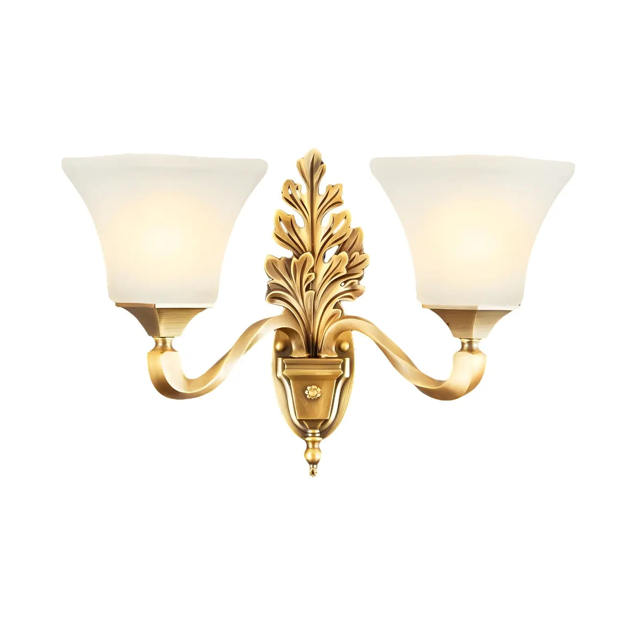 Vintage Metal Frosted White Glass Wall Sconce