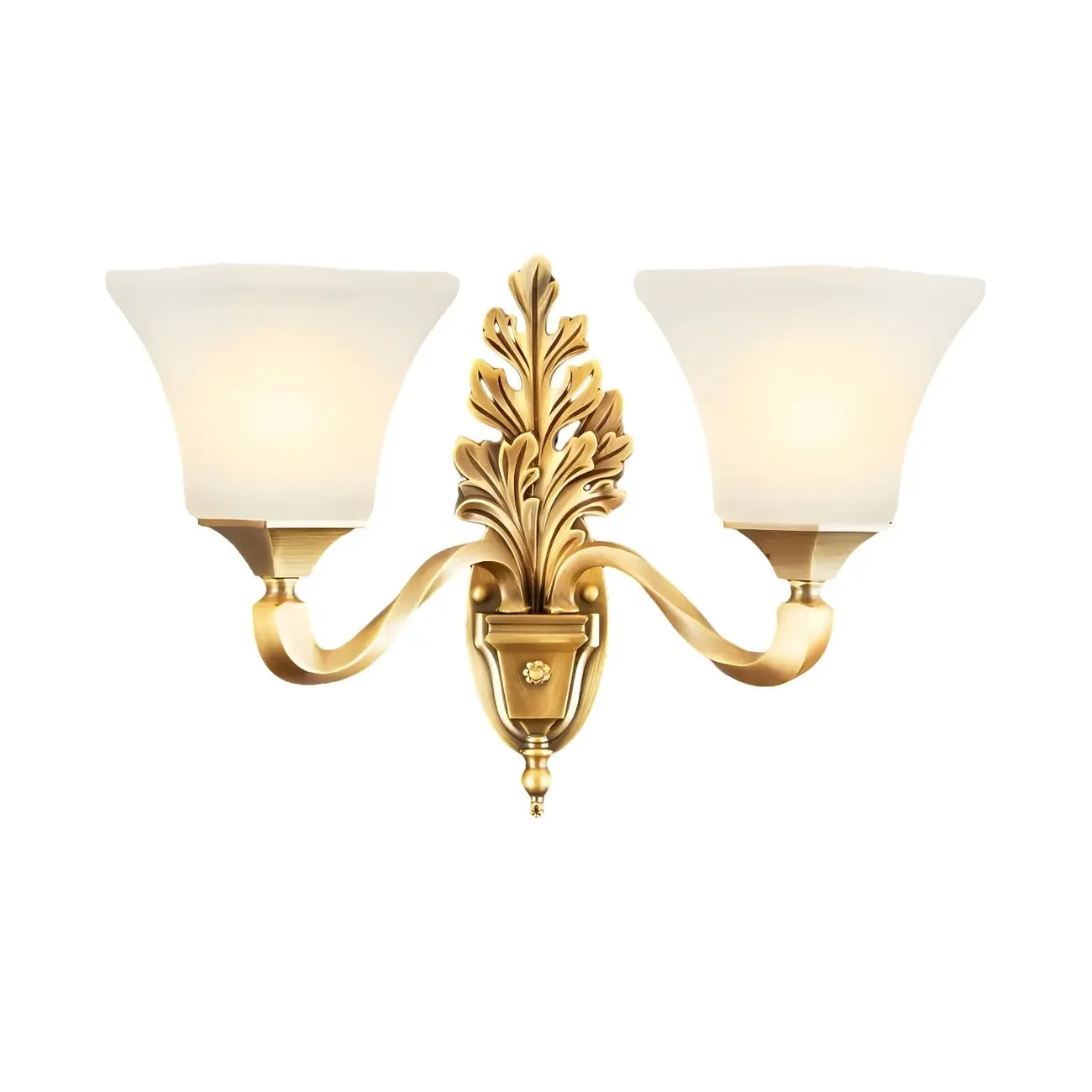 Vintage Metal Frosted White Glass Wall Sconce