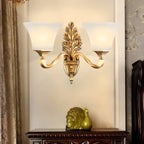 Vintage Metal Frosted White Glass Wall Sconce