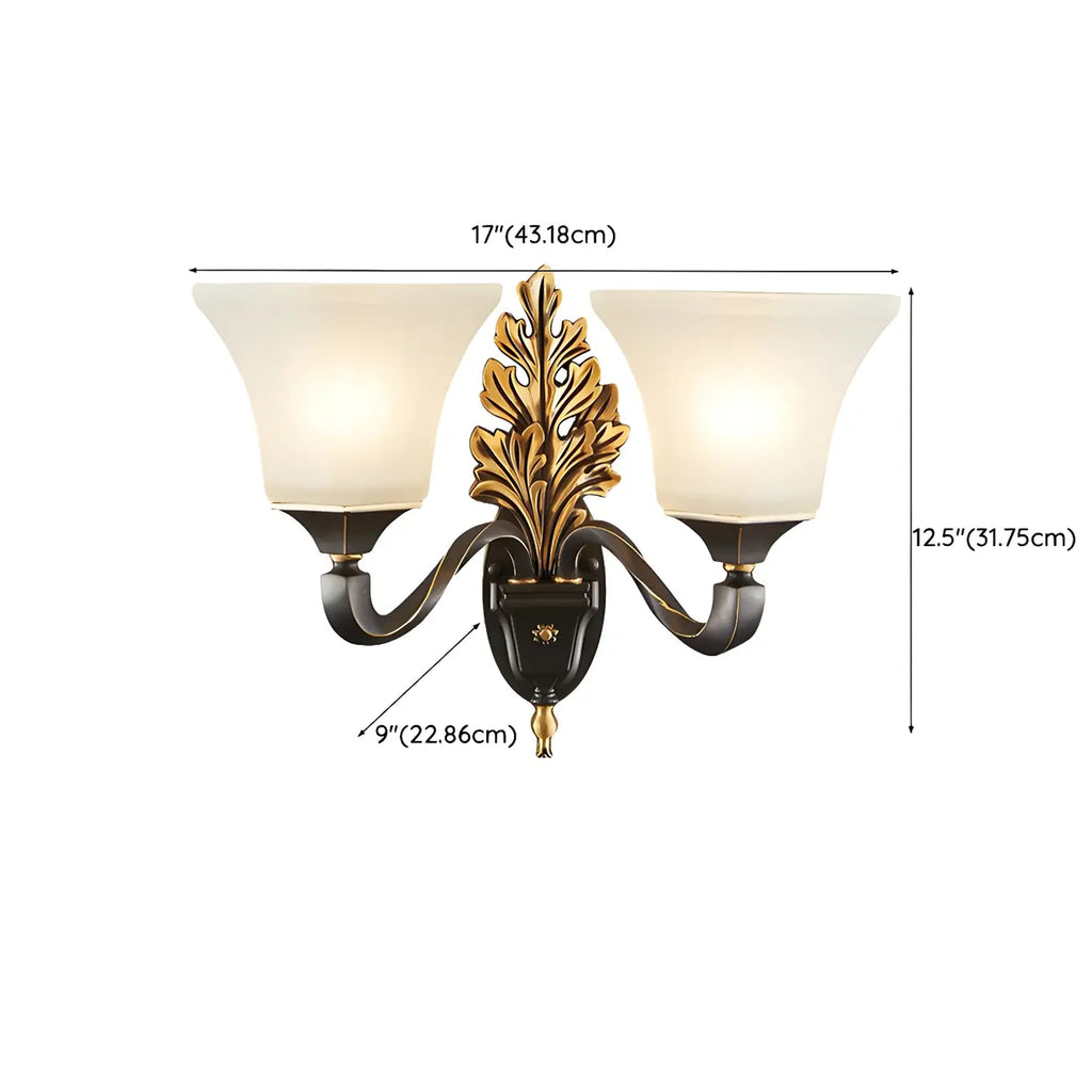 Vintage Metal Frosted White Glass Wall Sconce